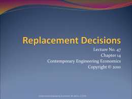 Replacement Decision Models