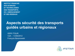 Aspects sécurité des transports guidés urbains et régionaux