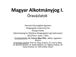 Magyar Alkotmányjog I. Óravázlatok - Közigazgatás