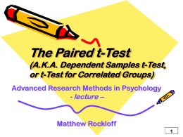 The Paired t-Test (A.K.A. Dependent Samples t-Test, or t
