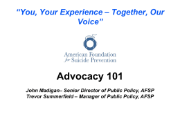 Advocacy 101 - American Foundation for Suicide Prevention