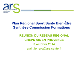 PRSSBE Formations - Réunion du Réseau Régional