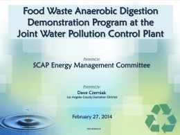 Food Waste Anaerobic Digestion Demonstration Program at