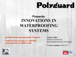 POLYGUARD WATERPROOFING SYSTEMS