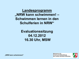 2012: „NRW kann schwimmen!“ - Schulsport-NRW