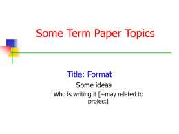 Term Paper for Grid Computing