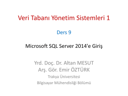 Ders 9 - SQL Server 2014`e Giriş - Altan MESUT