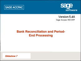 Post the Bank Reconciliation
