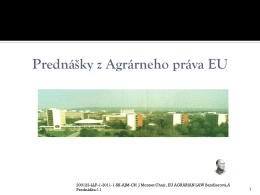 Prednášky z Agrárneho práva EU