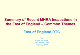 MHRA INspection Review for East of England RTC