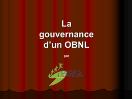 La gouvernance d`un OBNL par