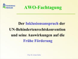 Prof. Dr. Armin Sohns Frühförderung im Wandel - AWO
