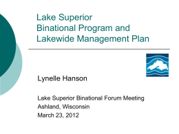 Great Lakes Programs - Lake Superior Binational Forum