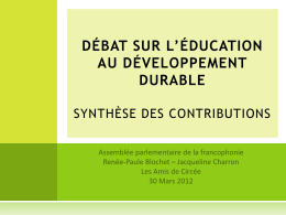 Synthèse des contributions