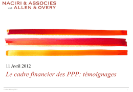 Le cadre financier des PPP: témoignages