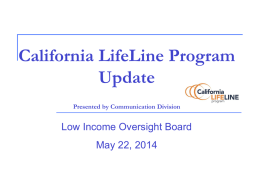 Item 4. Lifeline Telephone Program Update