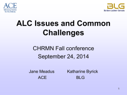 CHRMN – ALC Presentation September 24, 2014