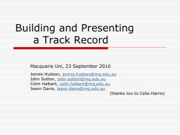 Building and Presenting a Track Record