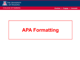 APA Formatting - College of Nursing