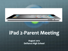Parent PowerPoint - Defiance City Schools