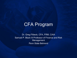 December 2014 - CFA Program Overview and Strategies for Success