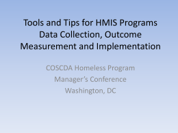 Tips and Tools for Homeless Programs Data Collection