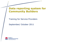 Community Builders data reporting system