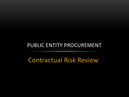 Contractual Risk Review - Public Entity Procurement
