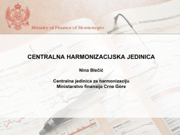 Uloga centralne jedinice za harmonizaciju Ministarstva finansija