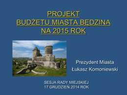 Sprawozdanie z wykonania budżetu Miasta Będzina za 2012 rok