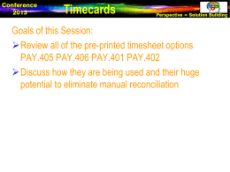 Timecard PAY.401 Timecard PAY.401 PAY.402 Pre