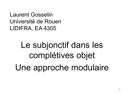 Laurent Gosselin Université de Rouen LIDIFRA, EA ????