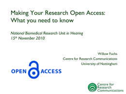 Making your Research Open Access: What you need to know