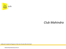 Club Mahindra - www.mastercare.in