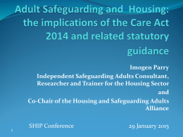 Adult Safeguarding and Housing - Imogen Parry