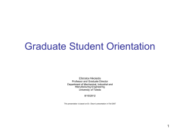 Graduate Student Orientation - College of Engineering