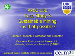 Case Study 3 - Introduction to Sustainable Mining