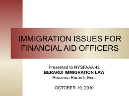 US Immigration Issues for FAOs - NYSFAAA 42