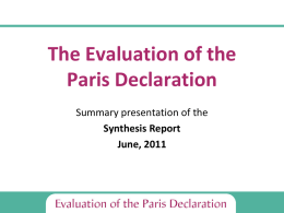 The Evaluation of the Paris Declaration