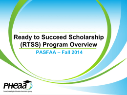 (RTSS) Program Overview PASFAA – Fall 2014
