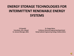 Energy storage technologies for intermittent renewable