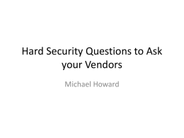 Hard Security Questions to Ask for your Vendors