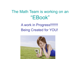 The Math Team “EBook” The Addition and Subtraction Section
