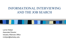 Informational Interviewing and the Job Search