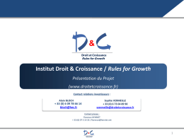 Institut « Droit & Croissance » « Rules for Growth »
