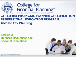 Itemized Deductions - College for Financial Planning