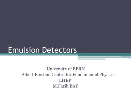 Emulsion Detectors - Laboratory for High Energy Physics