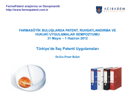 Türkiye`de İlaç Patenti Uygulamaları - Acıbadem