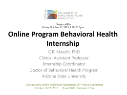 Online Program Behavioral Health Internship