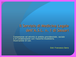 Il Servizio di Medicina Legale dell`A.S.L. n. 1 di Sassari